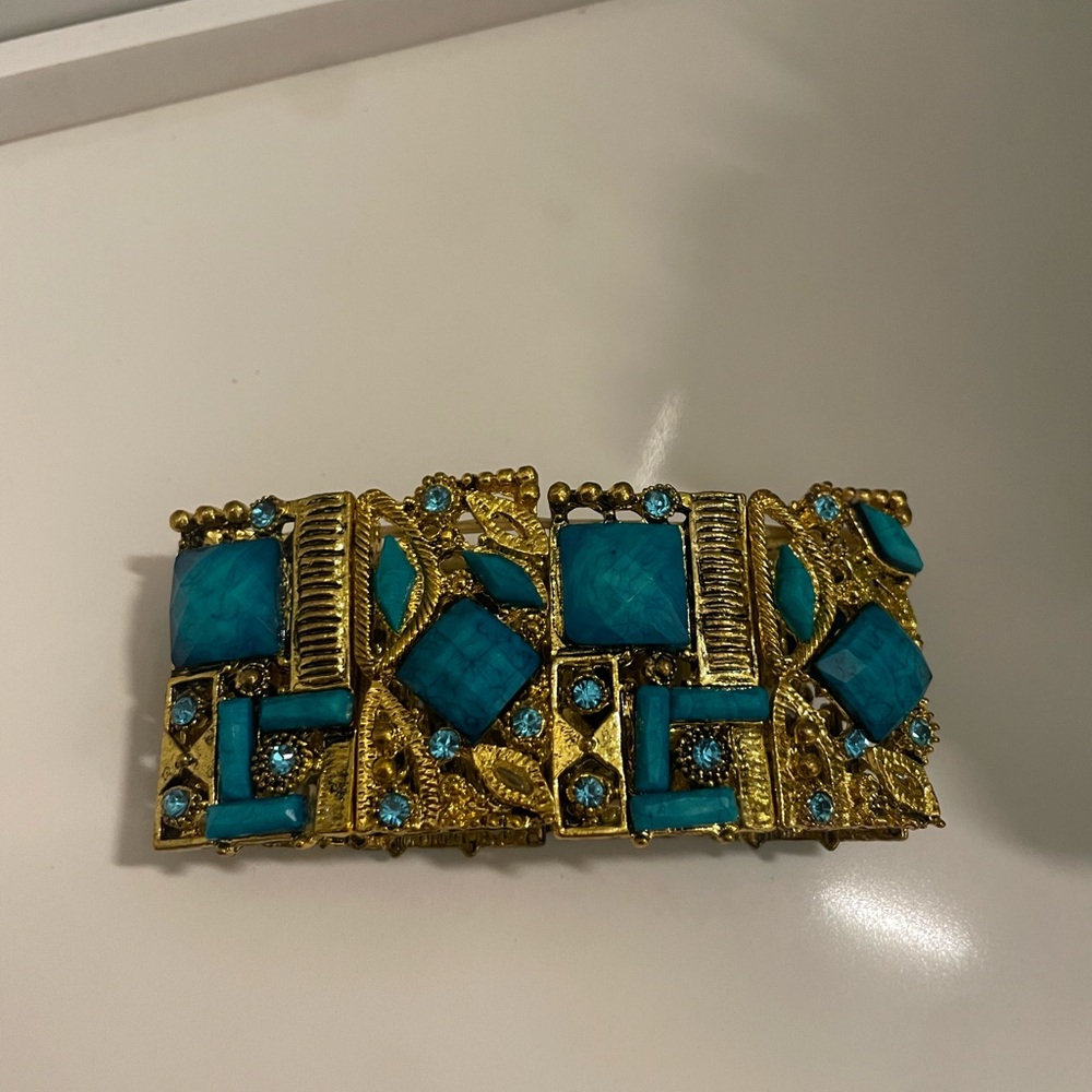 Gold and Turquoise Geometric Bracelet